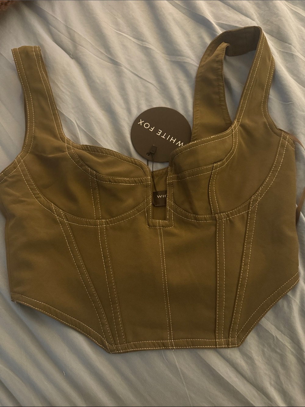 White Fox Boutique Olive Corset Tank Top
